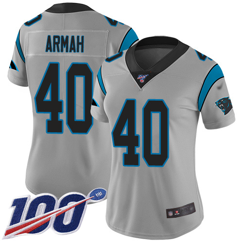 Carolina Panthers Limited Silver Women Alex Armah Jersey NFL Football #40 100th Season Inverted Legend->carolina panthers->NFL Jersey